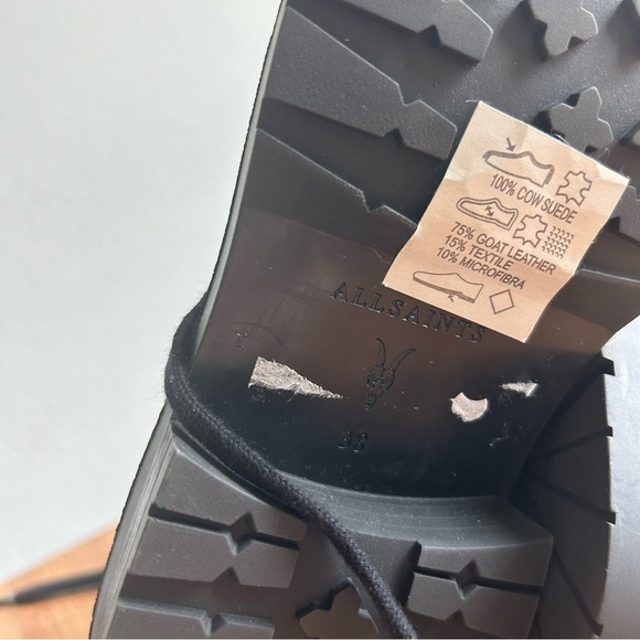 New All Saints Dusty Suede Combat Boots - Picture 5 of 8